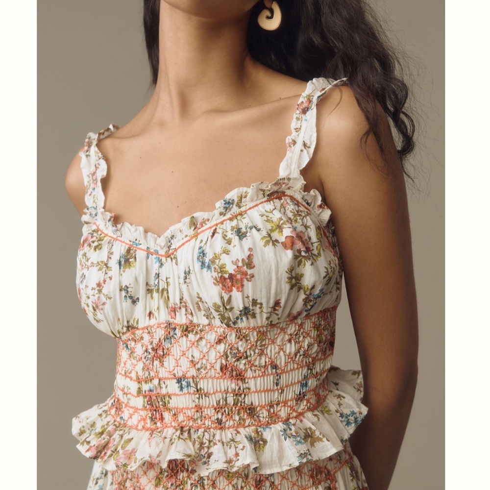Floral Smocked Midi Dress - Picture 2 of 4